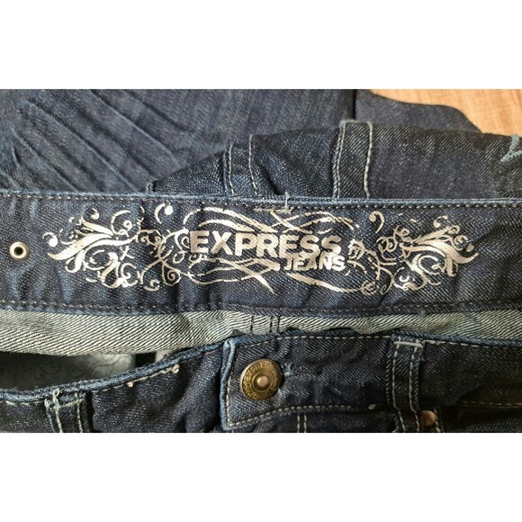 Express Blue Jeans Women's Eva Boot-Curvy Fit-Mid Rise-Dark Wash Size 0s - Picture 4 of 9